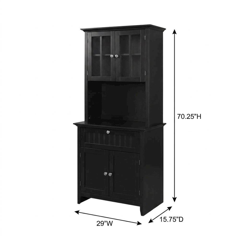 MDF Kitchen Buffet Hutch Cabinet with Framed Glass Doors and Drawer with Storage. Picture 5