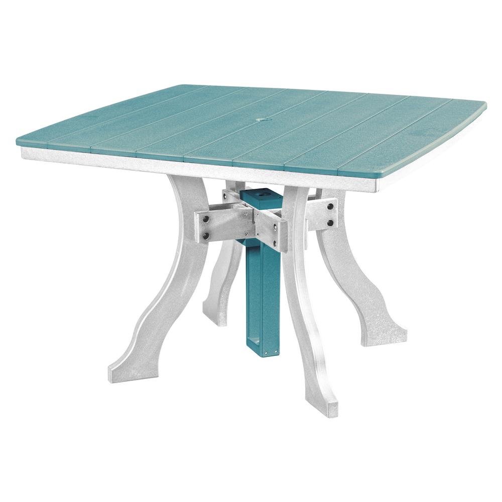 Five Piece Square Counter Height Dining Set in Aruba Blue with a White Base. Picture 2
