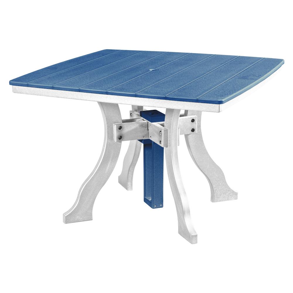 Five Piece Square Dining Height Dining Set in Blue with a White Base. Picture 2
