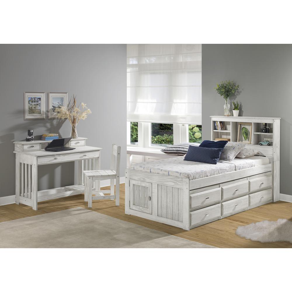 OS Home and Office Furniture Model 85220K12-22 Solid Pine Twin Captains Bookcase Bed with 12 drawers in Light Ash. Picture 1