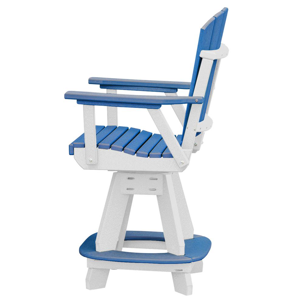 OS Home and Office Model CR130BW-K Five Piece Round Counter Height Dining Set in Blue on a White Base. Picture 7