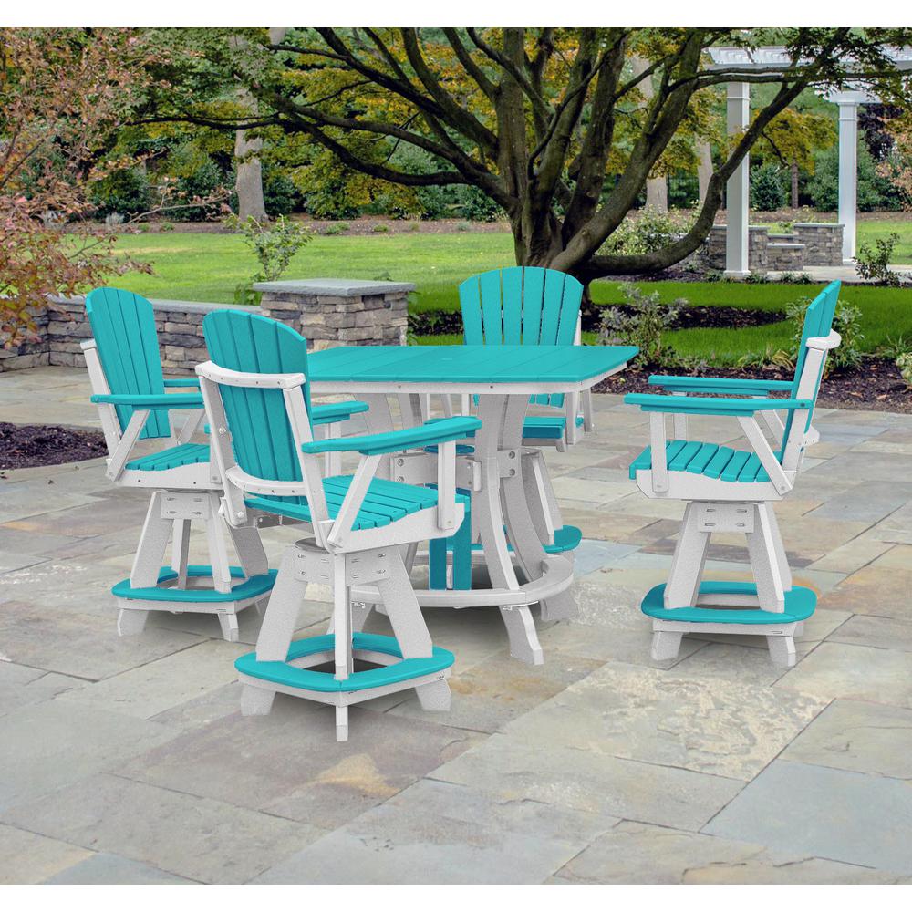 OS Home and Office Model CS130ARW-K Five Piece Square Counter Height Dining Set in Aruba Blue on a White Base. Picture 1