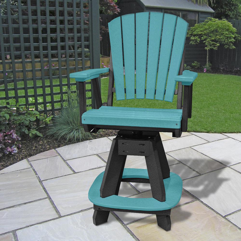 OS Home and Office Model CR130ARB-K Five Piece Round Counter Height Dining Set in Aruba Blue on a Black Base. Picture 8