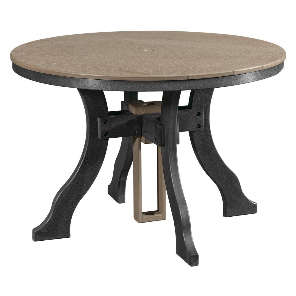Five Piece Round Dining Height Dining Set in Weatherwood with a Black Base. Picture 2