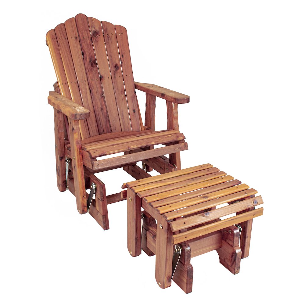 Cedar Adirondack Glider W Gliding Ottoman. Picture 1
