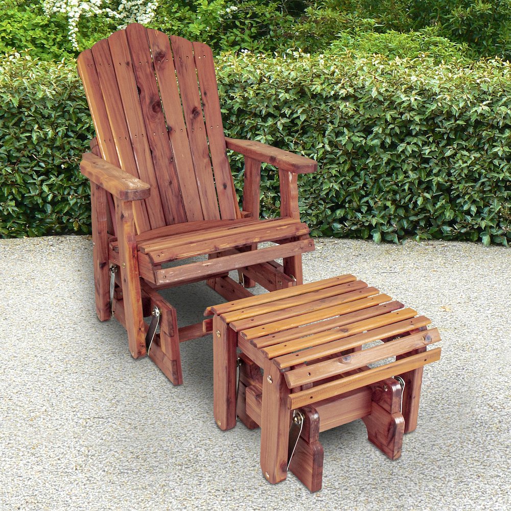 Cedar Adirondack Glider W Gliding Ottoman. Picture 4