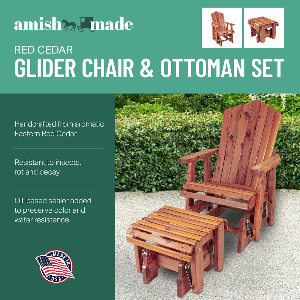 Cedar Adirondack Glider W Gliding Ottoman. Picture 5