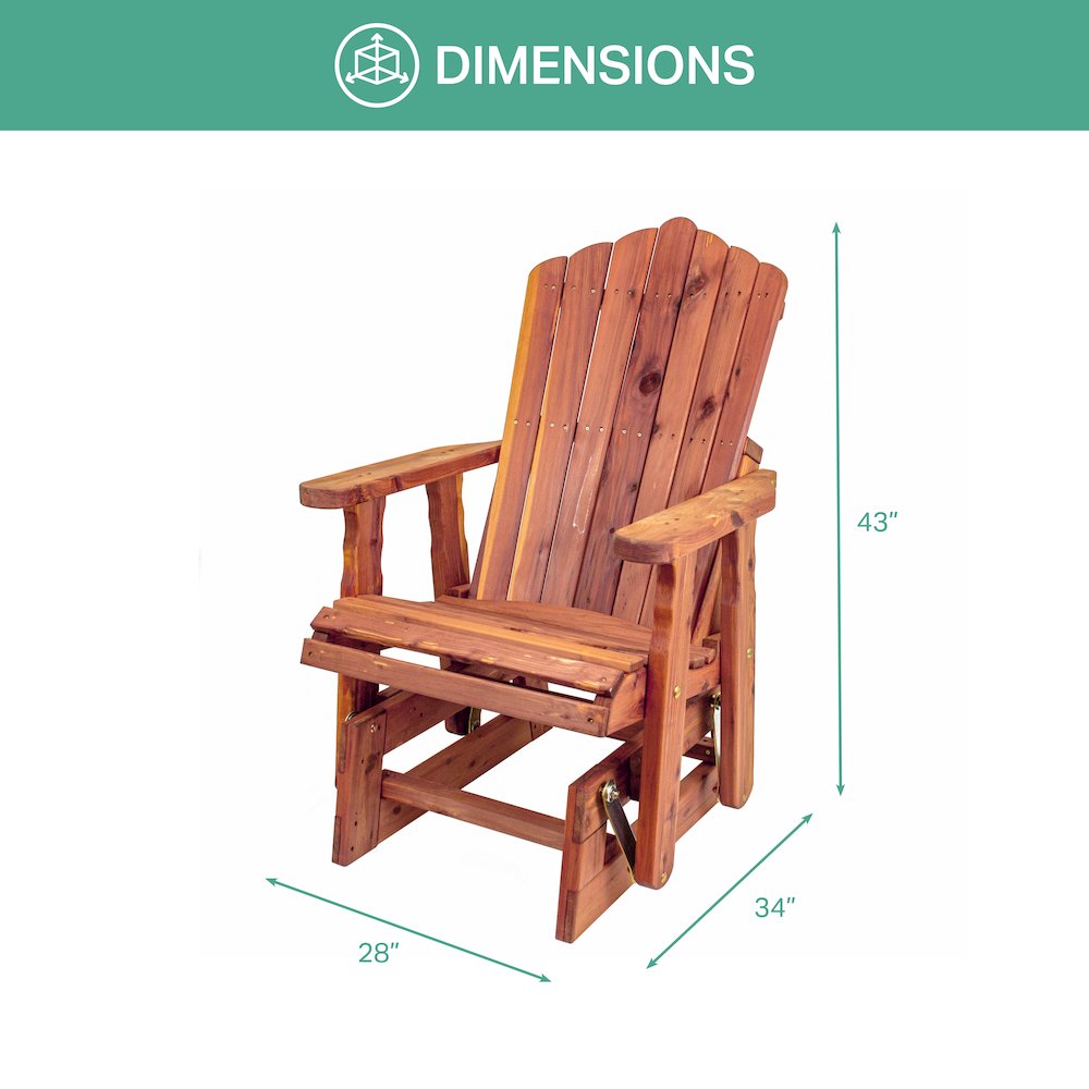 Cedar Adirondack Glider W Gliding Ottoman. Picture 6