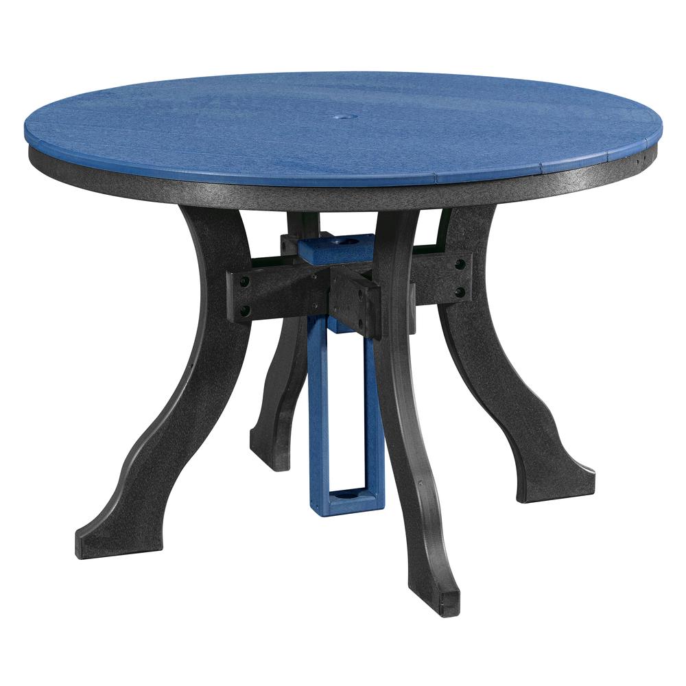 Five Piece Round Dining Height Dining Set in Blue with a Black Base. Picture 3