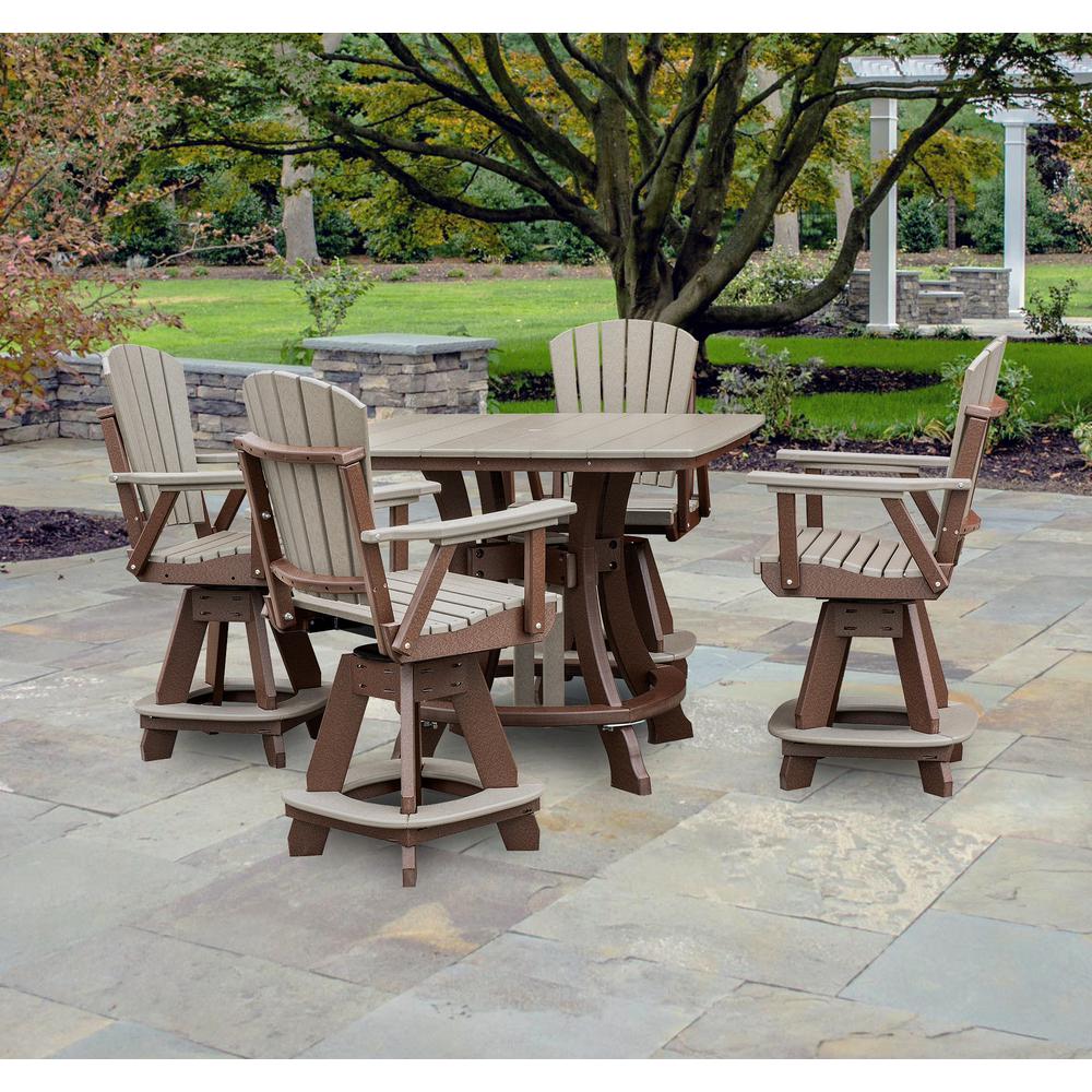 OS Home and Office Model CS130WWTB-K Five Piece Square Counter Height Dining Set in Weatherwood on a Tudor Brown Base. Picture 1