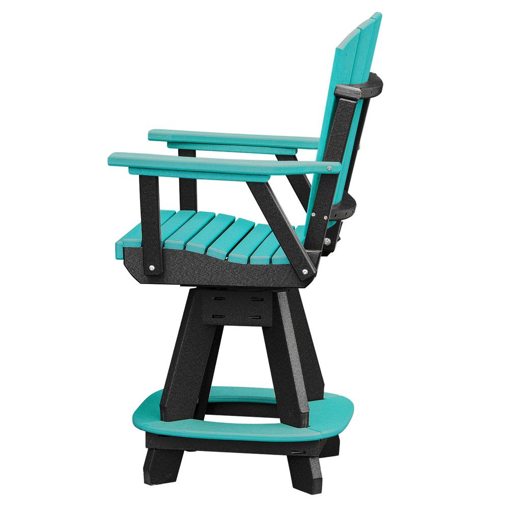 OS Home and Office Model CR130ARB-K Five Piece Round Counter Height Dining Set in Aruba Blue on a Black Base. Picture 7