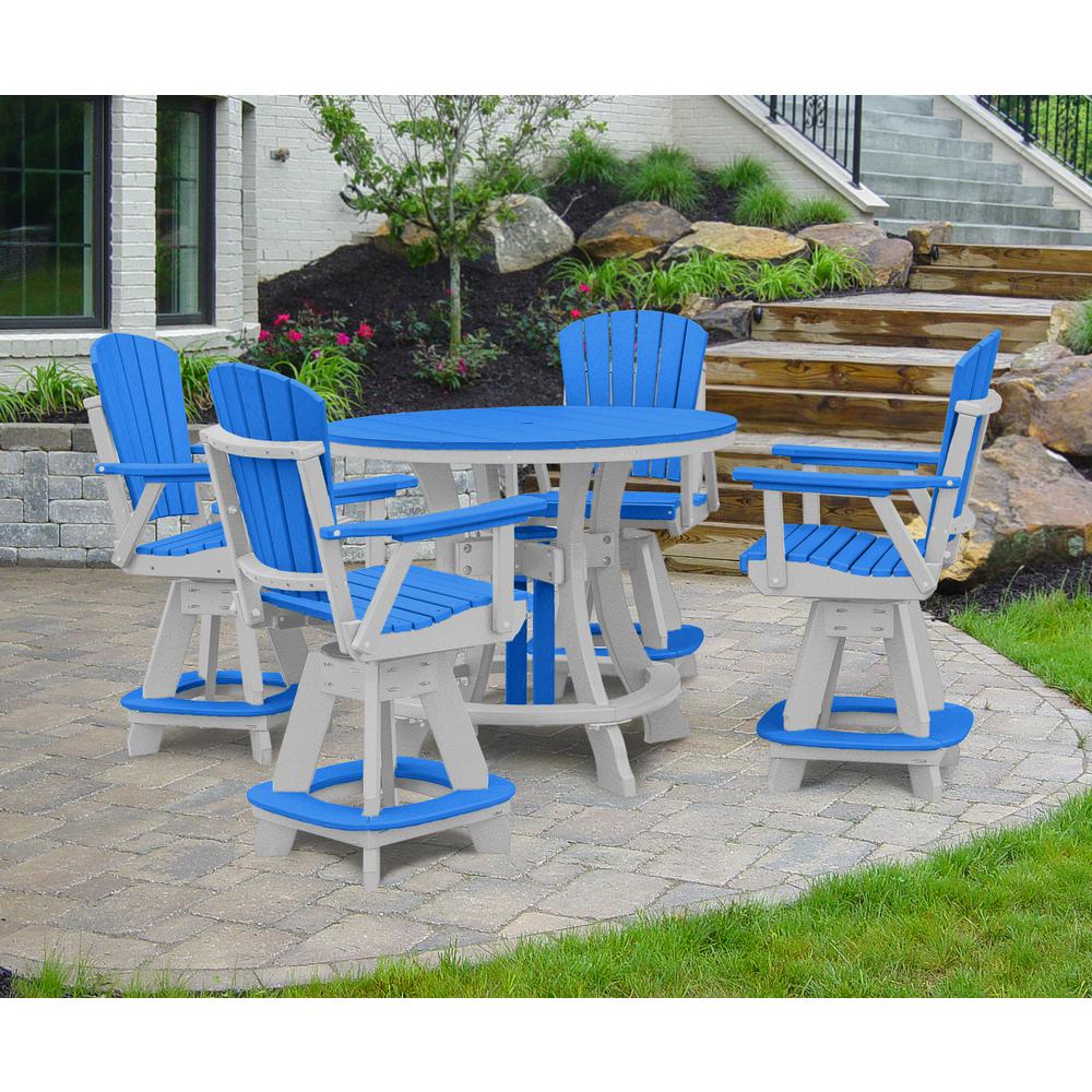 OS Home and Office Model CR130BW-K Five Piece Round Counter Height Dining Set in Blue on a White Base. Picture 1