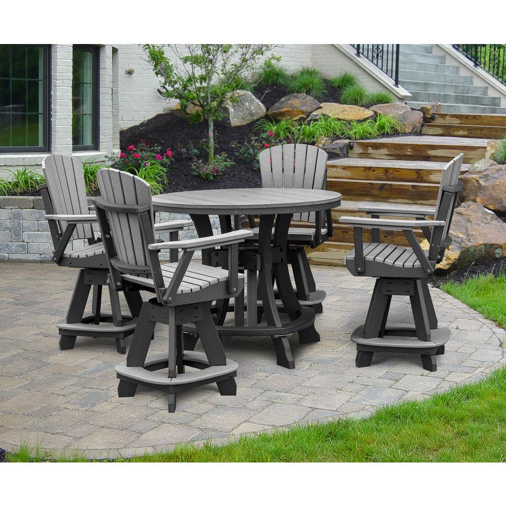 OS Home and Office Model CR130LGB-K Five Piece Round Counter Height Dining Set in Light Gray on a Black Base. Picture 1