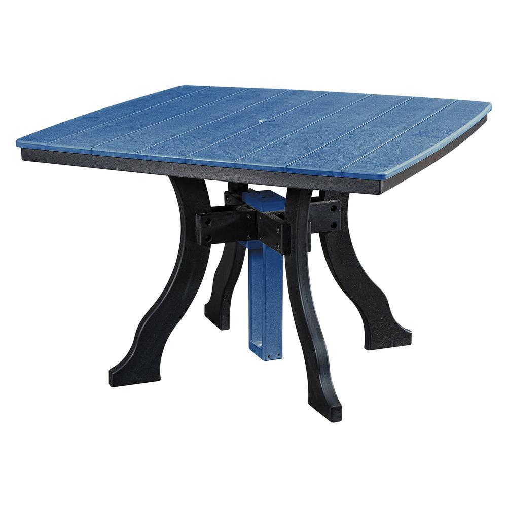 Five Piece Square Dining Height Dining Set in Blue with a Black Base. Picture 2