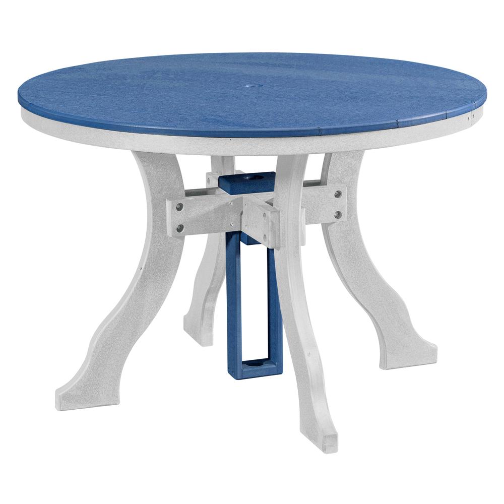 Five Piece Round Dining Height Dining Set in Blue with a White Base. Picture 2