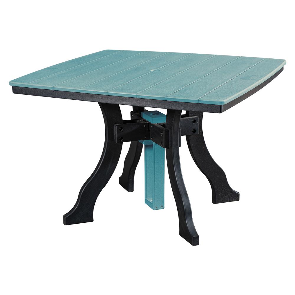 Fice Piece Square Dining Height Dining Set in Aruba Blue with a Black Base. Picture 2