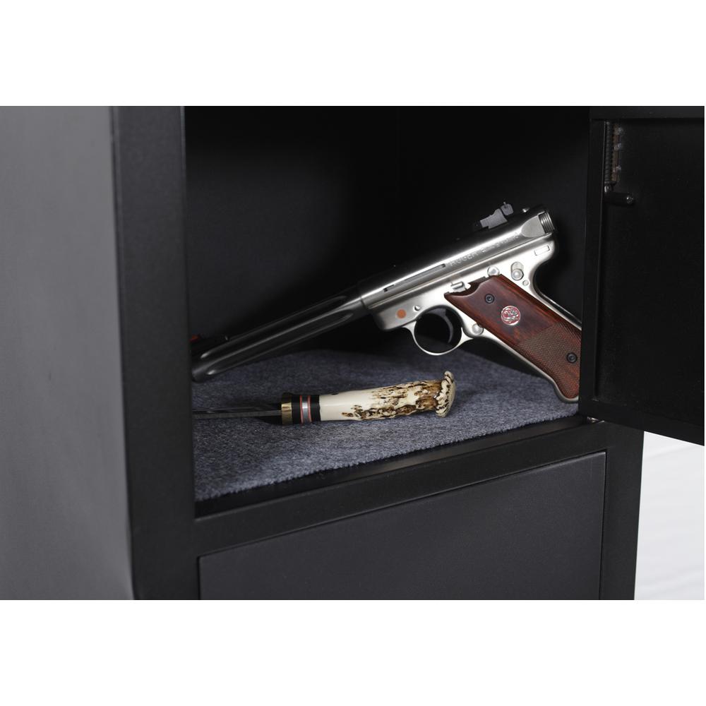 Gun Metal Security Cabinet with separate pistol/ammo area, Black. Picture 4