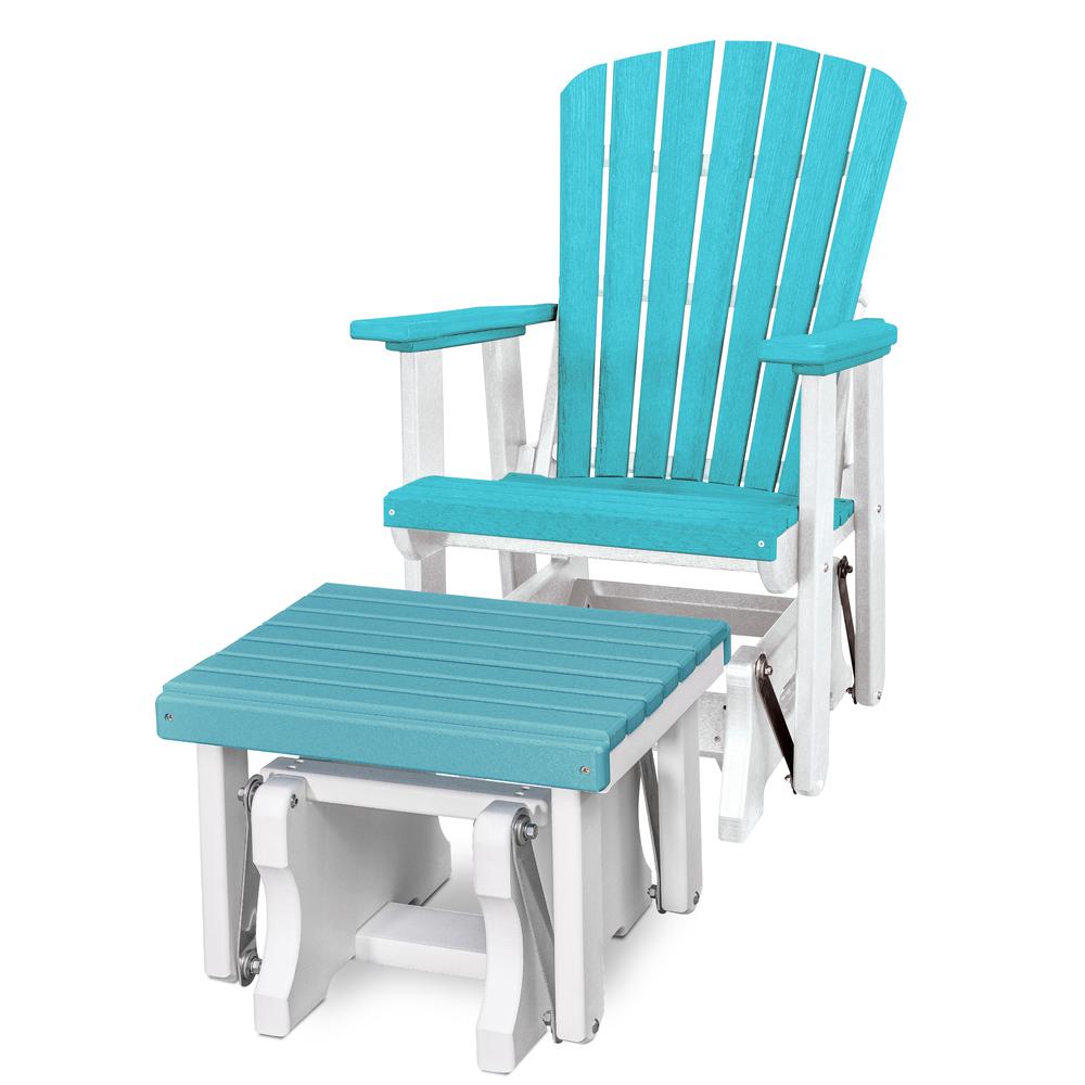 Fan Back Glider and Ottoman Glider in Aruba Blue with a White Base. Picture 1