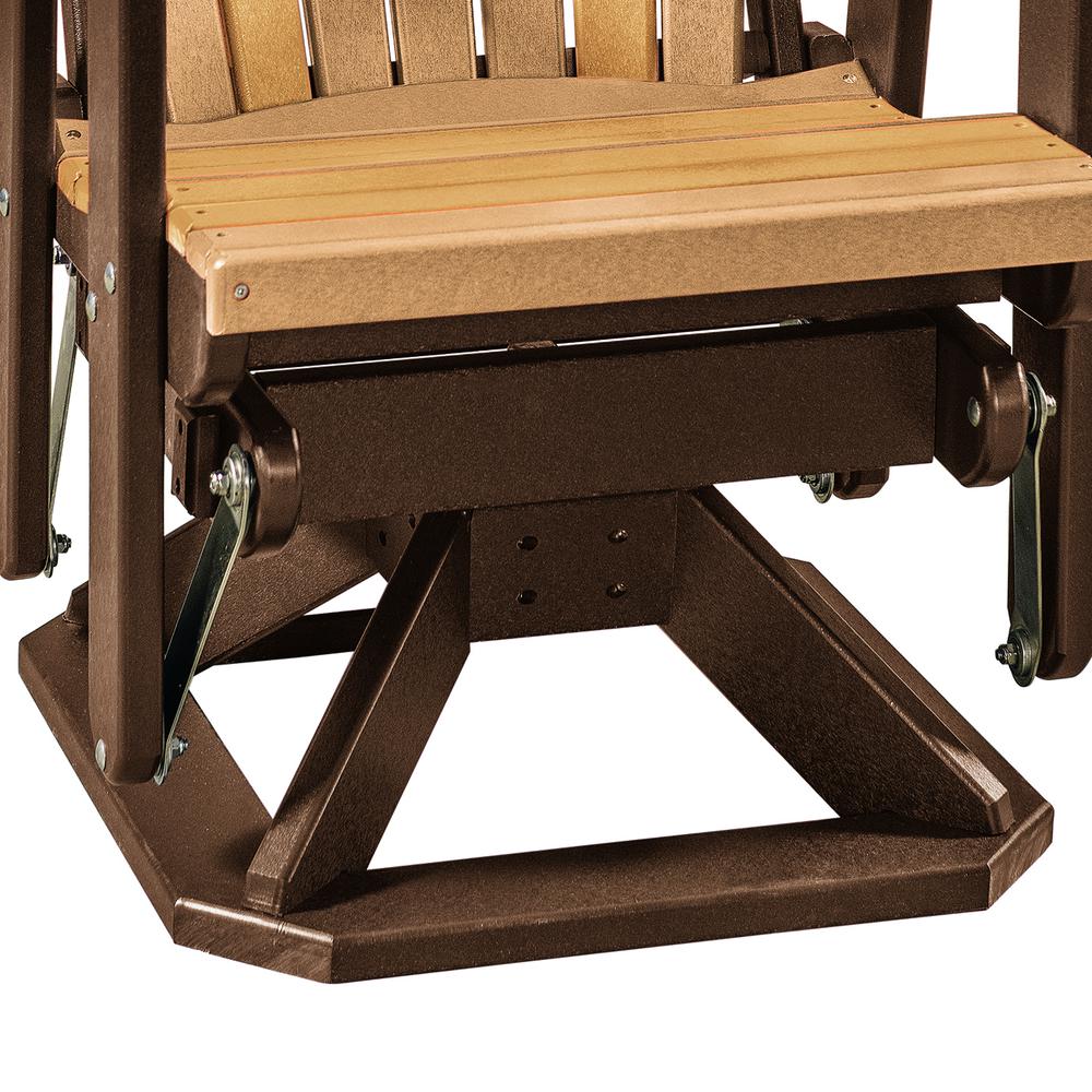 Fan Back Swivel Glider in Cedar and Tudor Brown. Picture 5