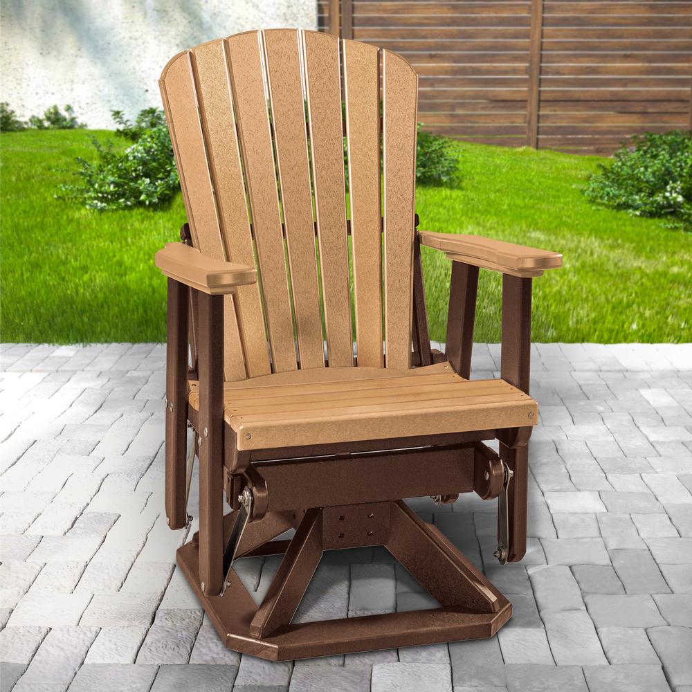 Fan Back Swivel Glider in Cedar and Tudor Brown. Picture 2