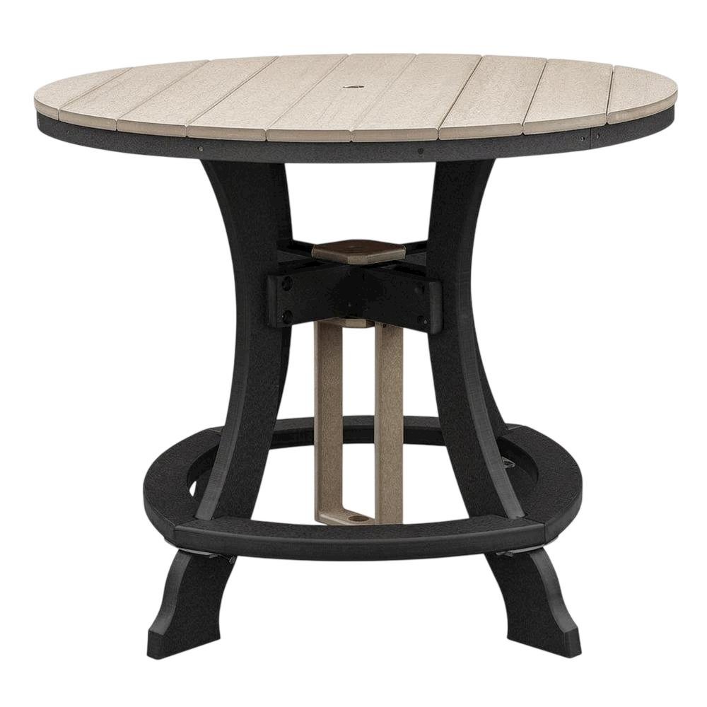 Black Base Round Outdoor Dining Table With Black Base And Polyethylene Material. Picture 1