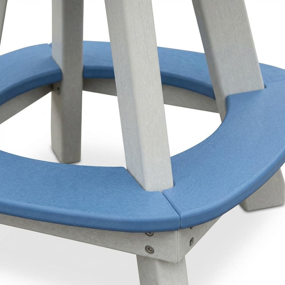 Blue Counter Height Swivel Arm Chair With White Base And Comfortable Design. Picture 6