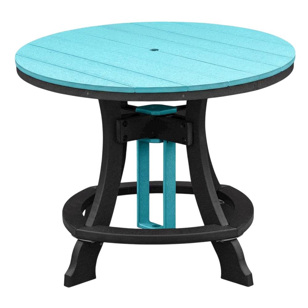 Aruba Blue Counter Height Round Table With Black Base For Outdoor Dining. Picture 1