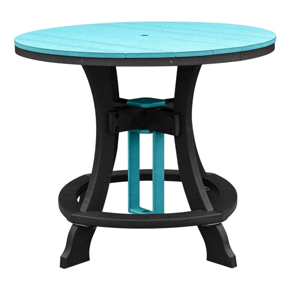 Aruba Blue Counter Height Round Table With Black Base For Outdoor Dining. Picture 4