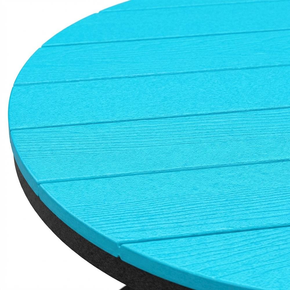 Aruba Blue Counter Height Round Table With Black Base For Outdoor Dining. Picture 5