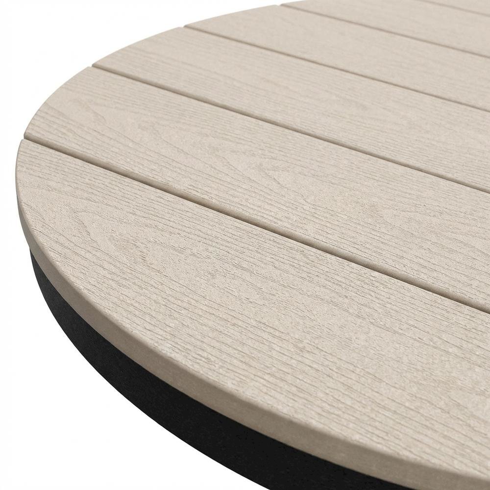 Black Base Round Outdoor Dining Table With Black Base And Polyethylene Material. Picture 5