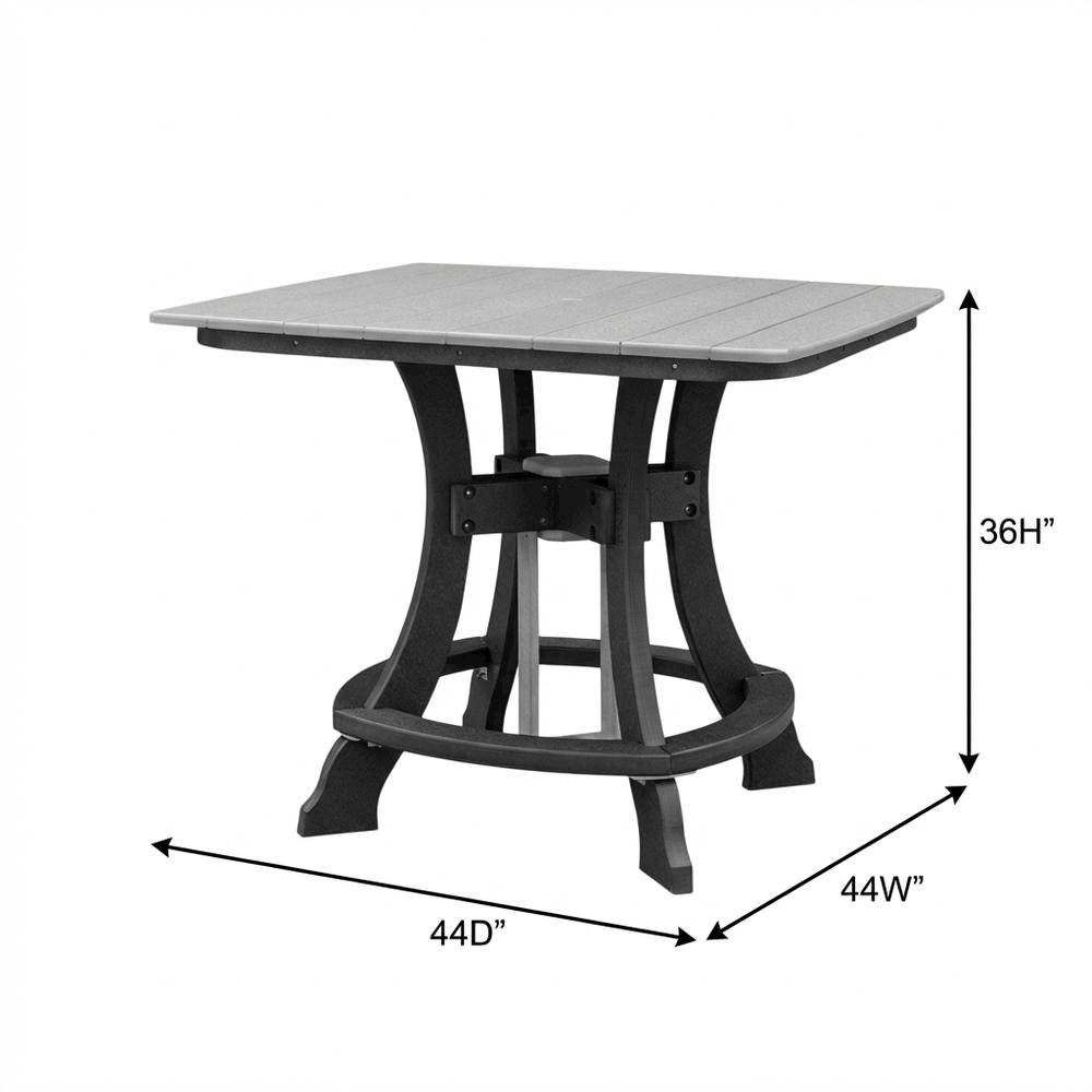 Square Counter Height Table In Light Gray And Black Base With Outdoor Durability. Picture 7