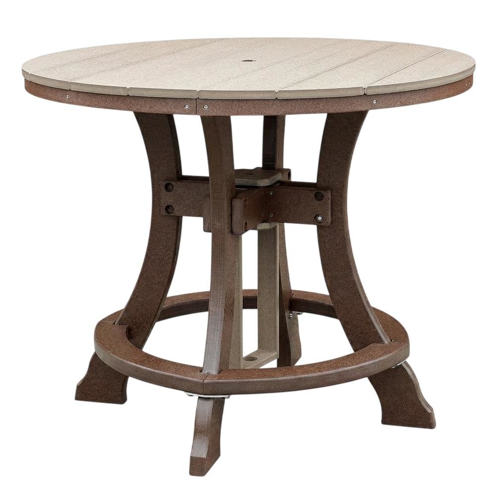 Polyethylene Outdoor Dining Table With Weatherwood Finish And Tudor Brown Base. Picture 1