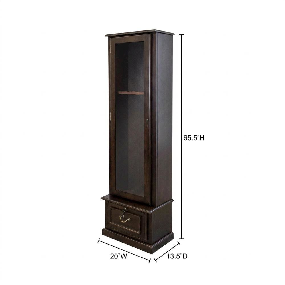Brown Solid Wood 8-Gun Locking Storage Cabinet with Narrow Profile. Picture 7