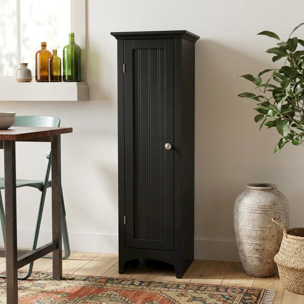 MDF Kitchen Pantry Storage Cabinet with Single Door and Adjustable Shelves. Picture 2