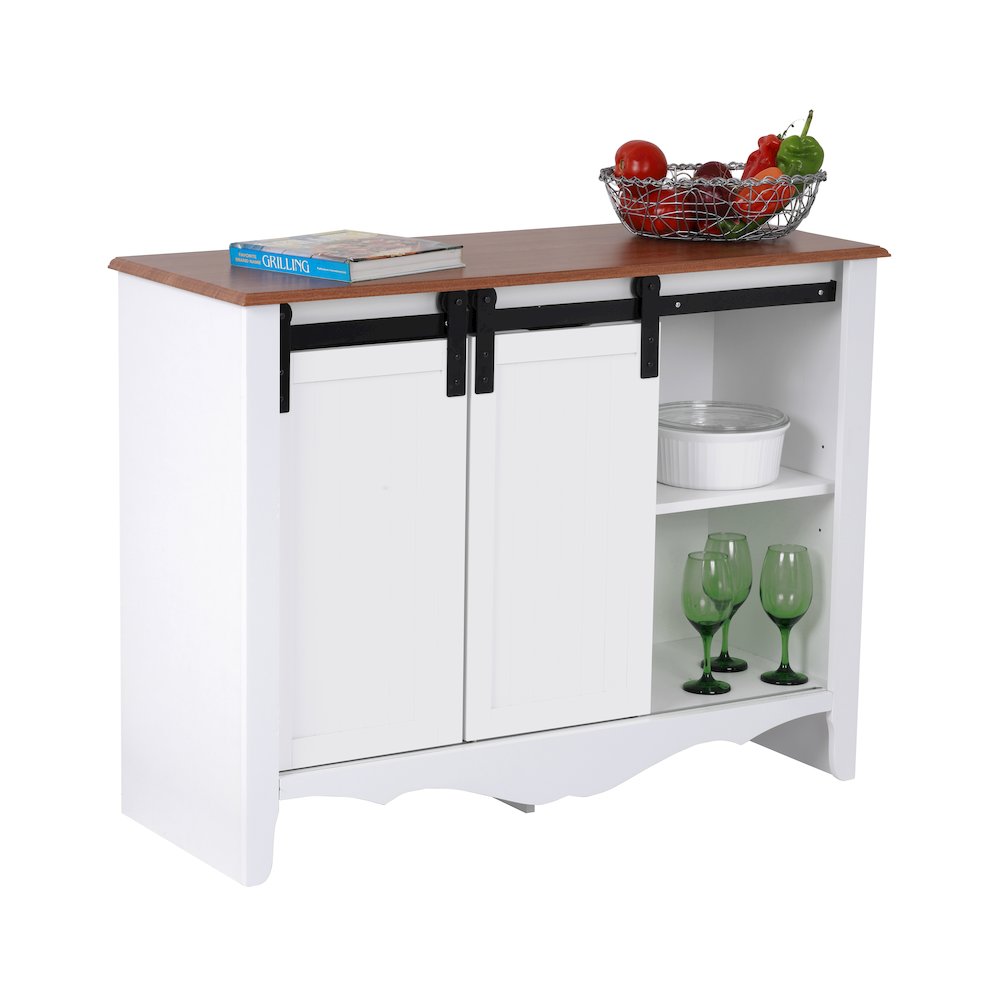 Countryside Barn Door Buffet with Two Sliding Barn Doors and Three Drawers. Picture 8
