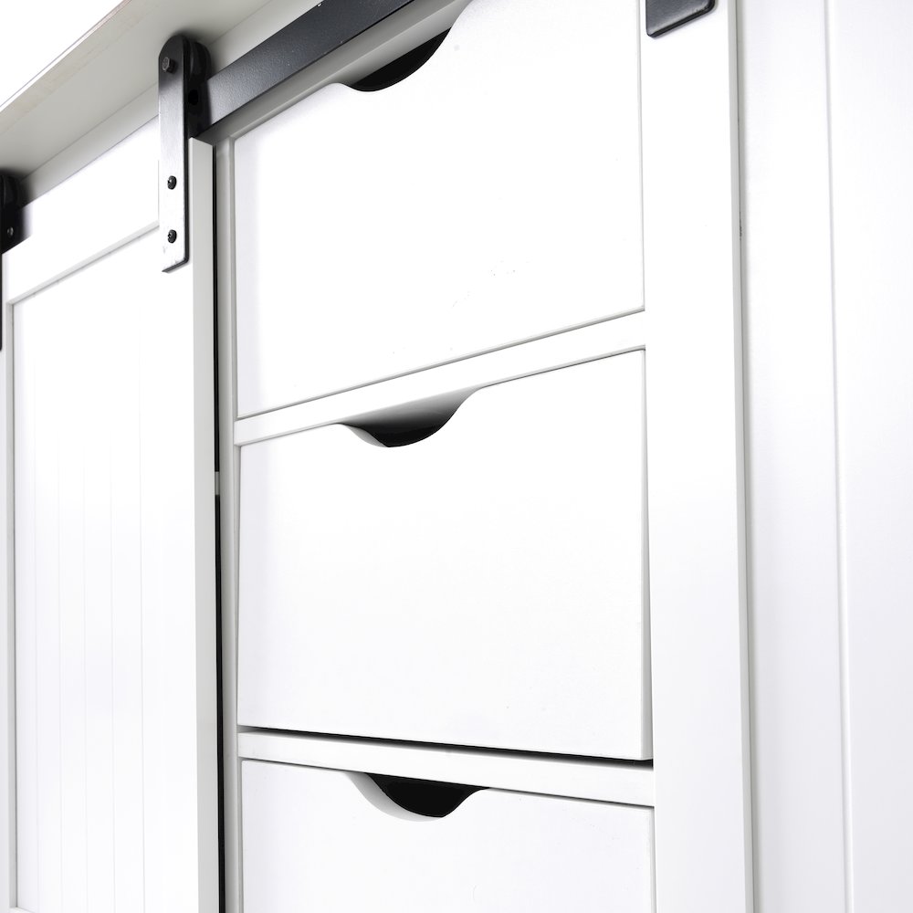 Countryside Barn Door Buffet with Two Sliding Barn Doors and Three Drawers. Picture 10
