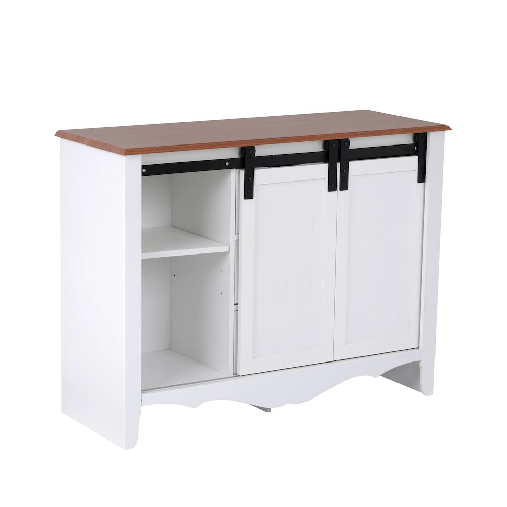 Countryside Barn Door Buffet with Two Sliding Barn Doors and Three Drawers. Picture 12
