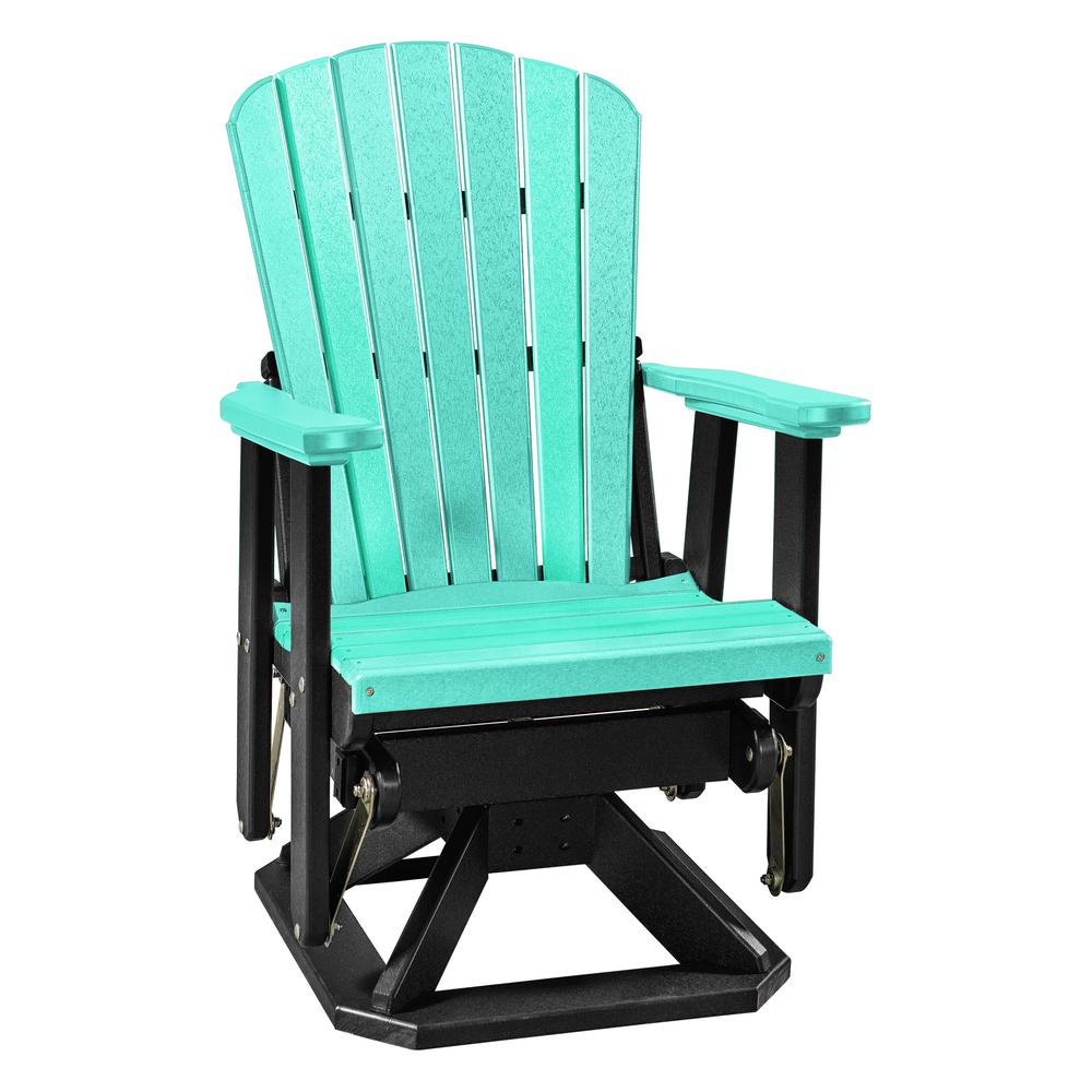Fan Back Swivel Glider in Aruba and Black. Picture 1