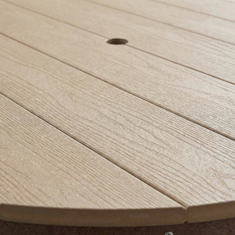 Round Counter Height Dining Table In Cedar With Tudor Brown Finish, Outdoor Use. Picture 5