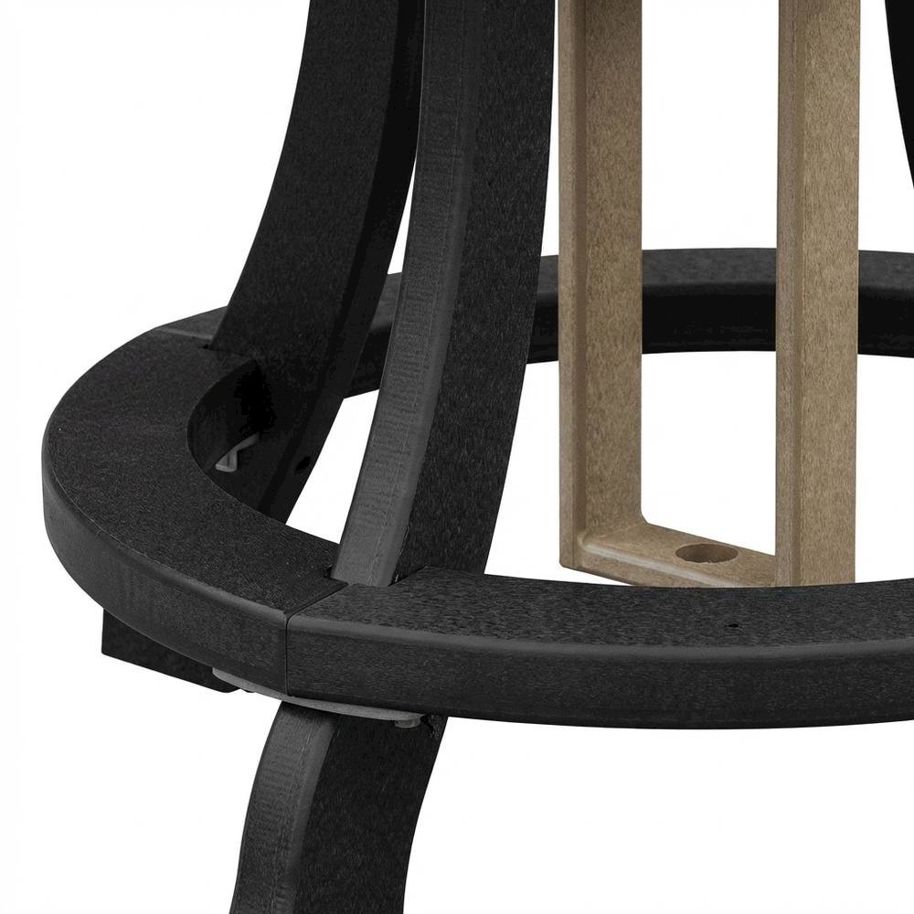 Black Base Round Outdoor Dining Table With Black Base And Polyethylene Material. Picture 6