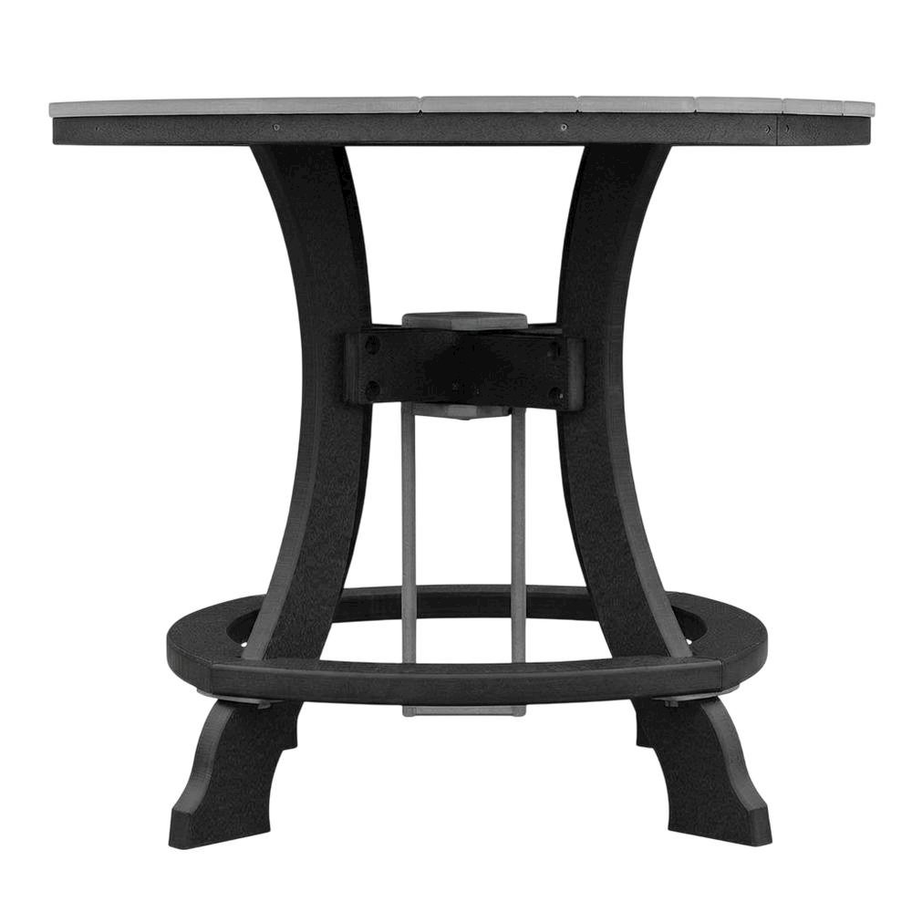 Light Gray Counter Height Round Table With Black Base For Outdoor Dining. Picture 4