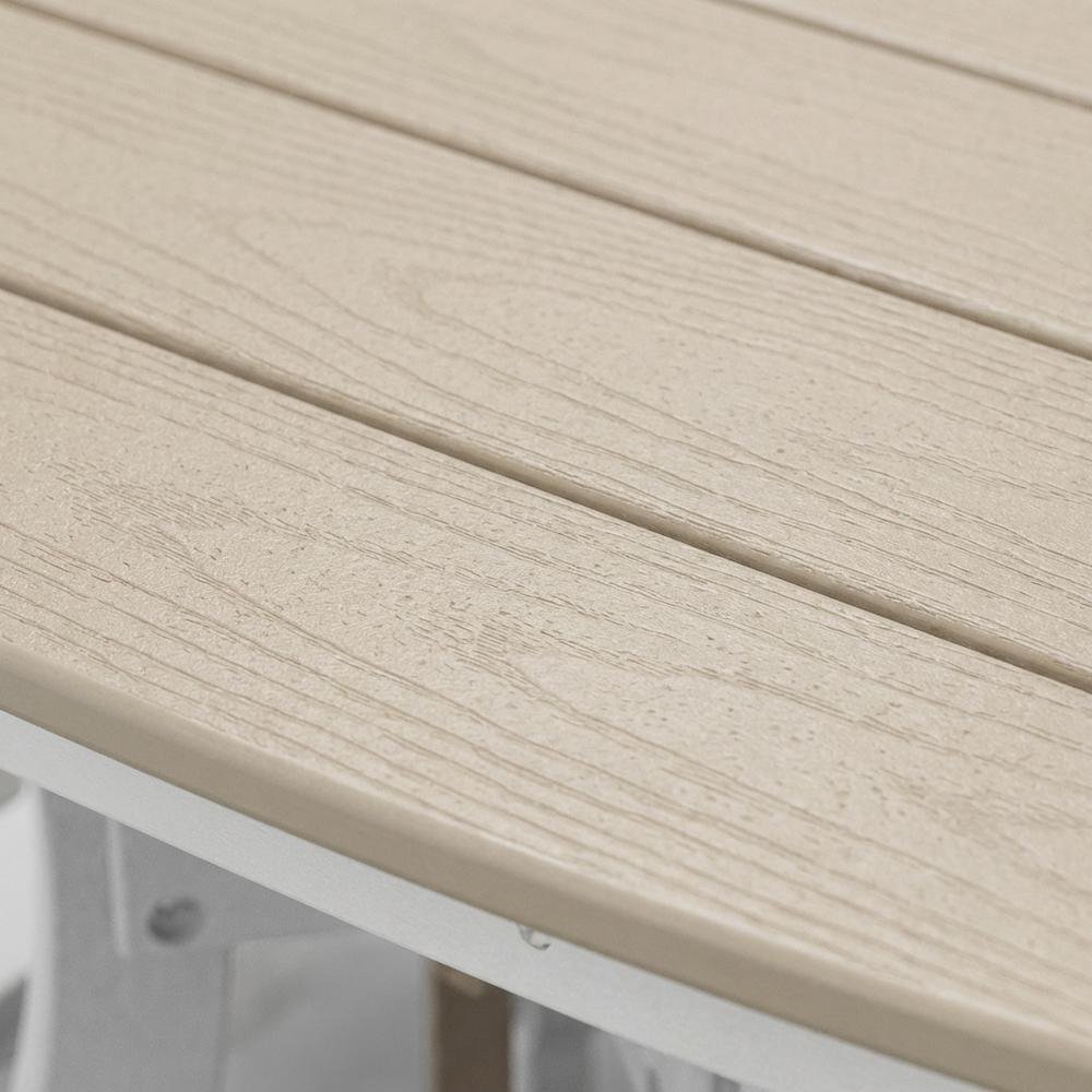 Square Outdoor Dining Table In Weatherwood, White Base, Polyethylene Material. Picture 5
