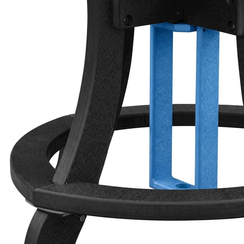 Blue Round Outdoor Dining Table With Black Base, 44-Inch Diameter. Picture 6