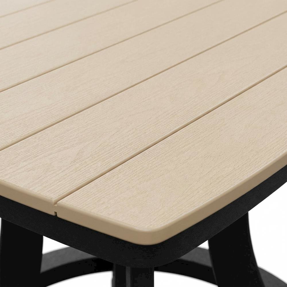 Cedar And Black Outdoor Square Dining Table With Polyethylene Material. Picture 5