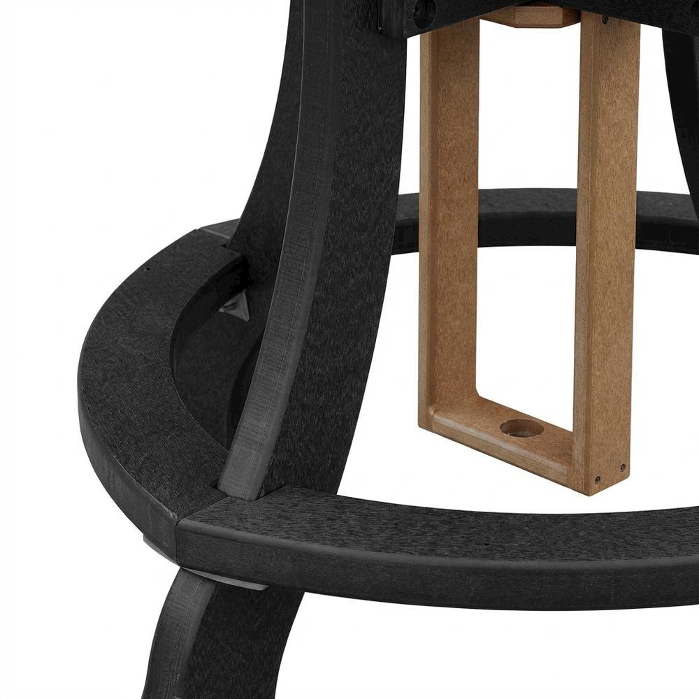 Round Cedar Outdoor Dining Table With Black Base, 44 Inches Wide. Picture 6