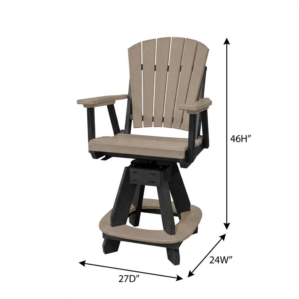Black Base Counter Height Swivel Arm Chair With Black Base For Outdoor Dining. Picture 7