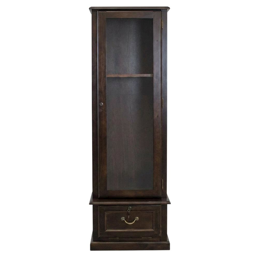 Brown Solid Wood 8-Gun Locking Storage Cabinet with Narrow Profile. Picture 4
