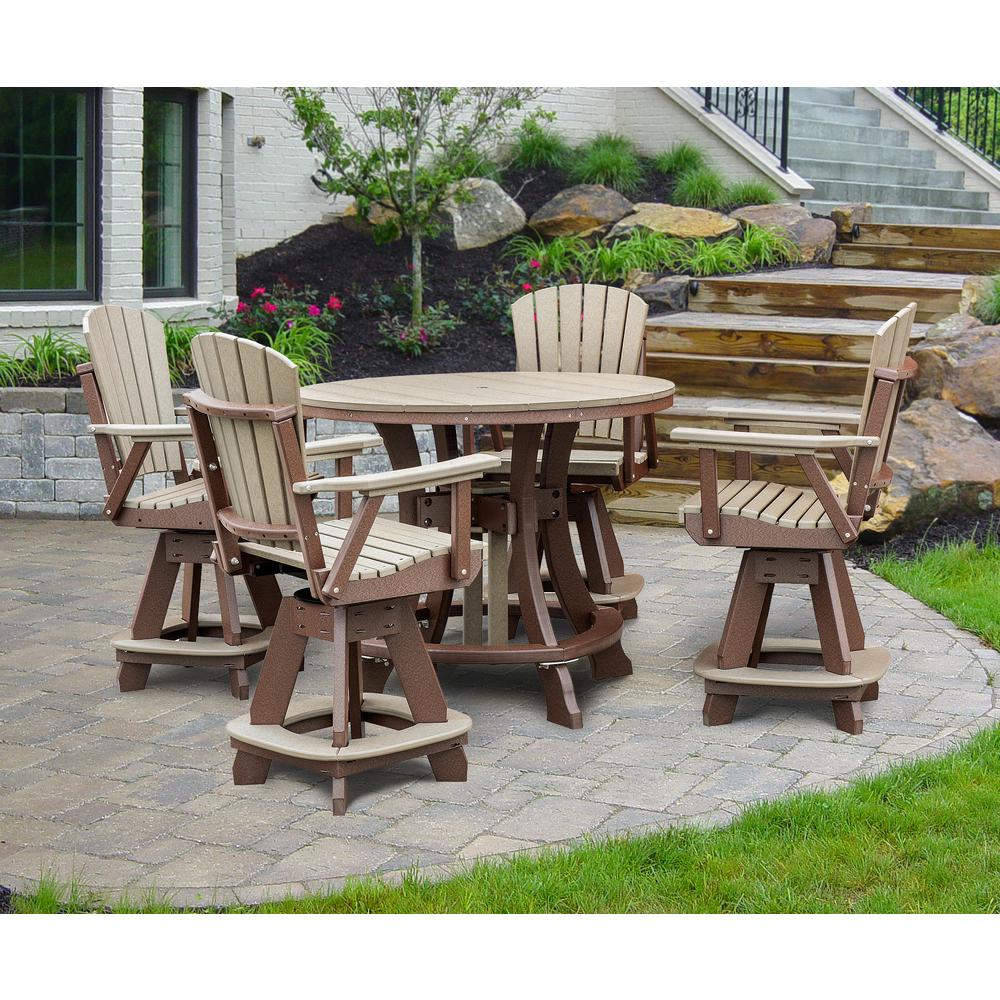 OS Home and Office Model CR130WWTB-K Five Piece Round Counter Height Dining Set in Weatherwood on a Tudor Brown Base. Picture 1