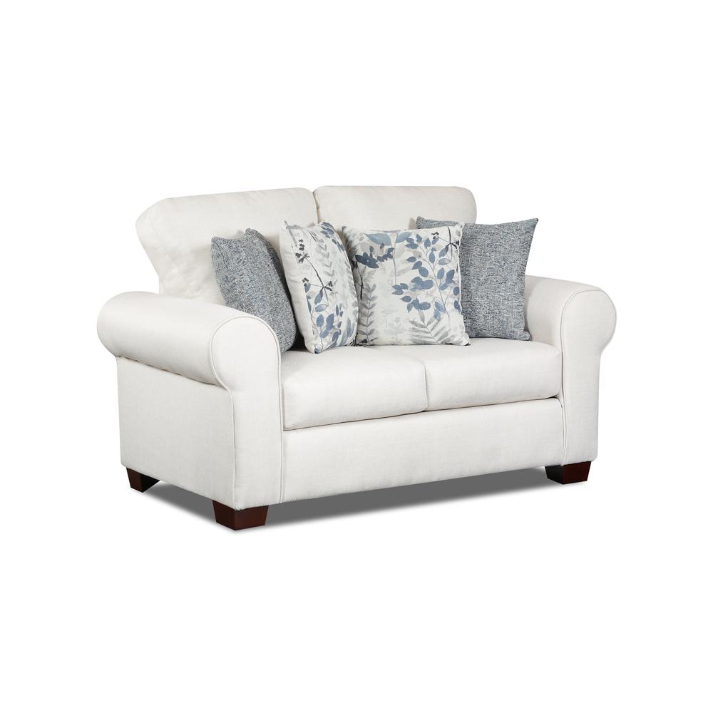 Living Room Pembroke Loveseat with Four Throw Pillows. Picture 1