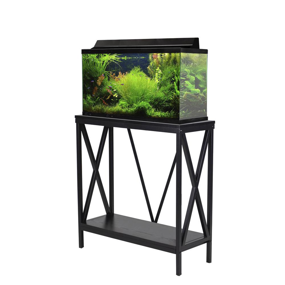 29/37 Gallon Steel X-Frame Aquarium Stand, with lower shelf, Black. Picture 4